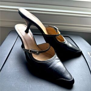 Coach black kitten heel with buckle detail